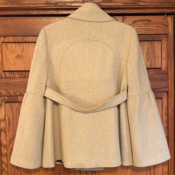 ANN TAYLOR LOFT COAT-Size 6-Color is Light Brown Heather-Stand up collar snapped - Picture 2 of 8